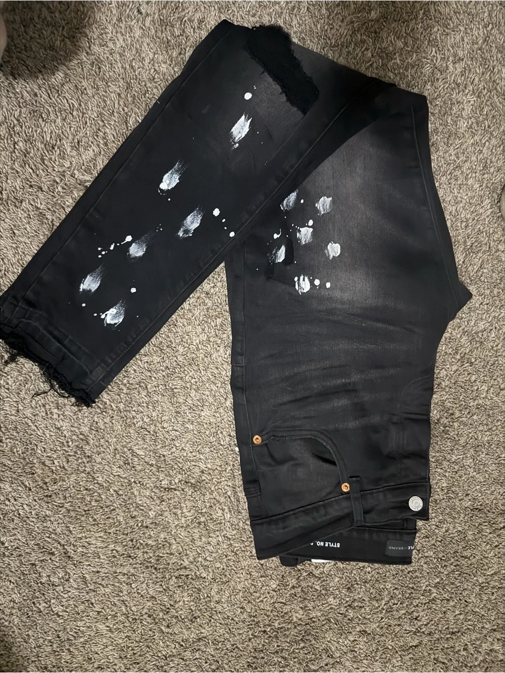 Men's Black Paint-Splatter Skinny Jeans